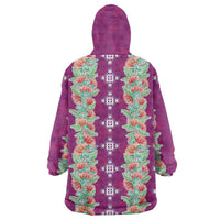 Hawaii Ohia Lehua Wearable Blanket Hoodie Tropical Vibes Fuchsia