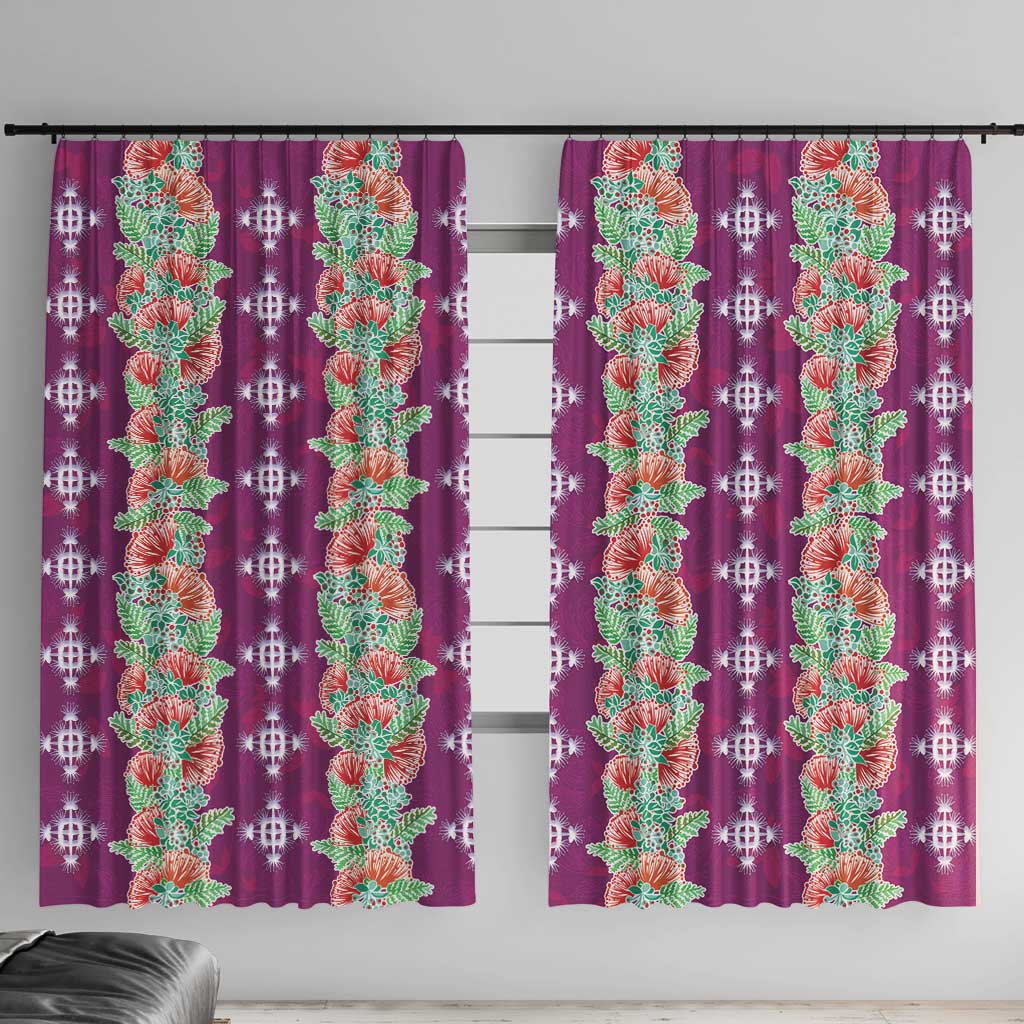 Hawaii Ohia Lehua Window Curtain Tropical Vibes Fuchsia