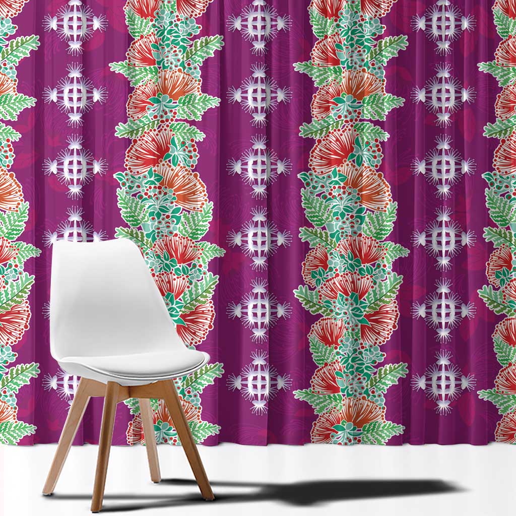 Hawaii Ohia Lehua Window Curtain Tropical Vibes Fuchsia