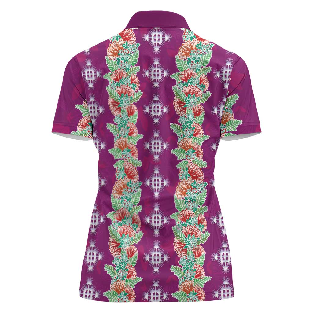 Hawaii Ohia Lehua Women Polo Shirt Tropical Vibes Fuchsia LT05 - Polynesian Pride