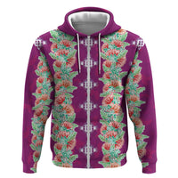 Hawaii Ohia Lehua Zip Hoodie Tropical Vibes Fuchsia