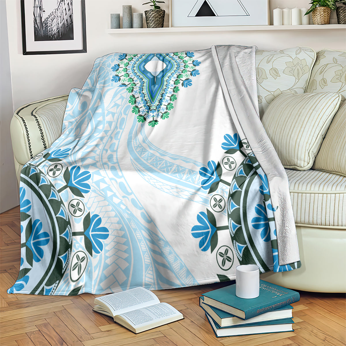 Africa Dashiki Blanket With Polynesian Pattern Blue Version LT05 Blue - Polynesian Pride