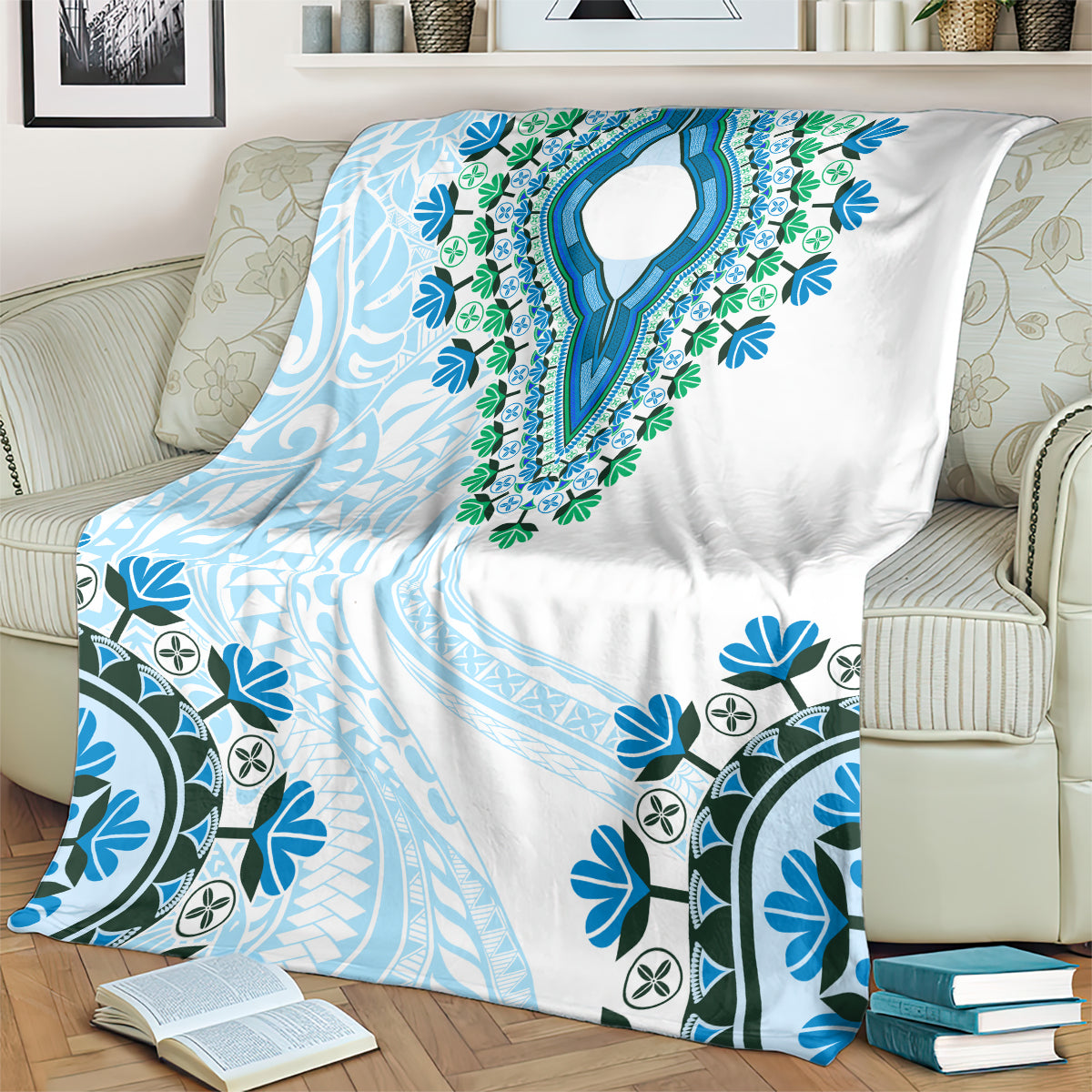 Africa Dashiki Blanket With Polynesian Pattern Blue Version LT05 - Polynesian Pride