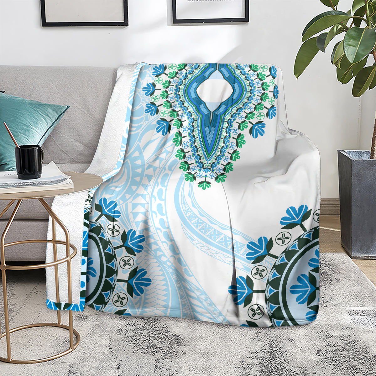 Africa Dashiki Blanket With Polynesian Pattern Blue Version LT05 - Polynesian Pride