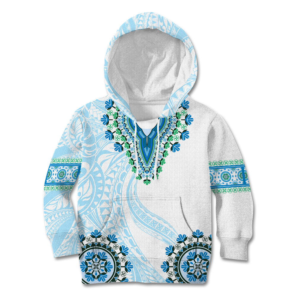 Africa Dashiki Kid Hoodie With Polynesian Pattern Blue Version LT05 Hoodie Blue - Polynesian Pride