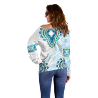Africa Dashiki Off Shoulder Sweater With Polynesian Pattern Blue Version LT05 - Polynesian Pride