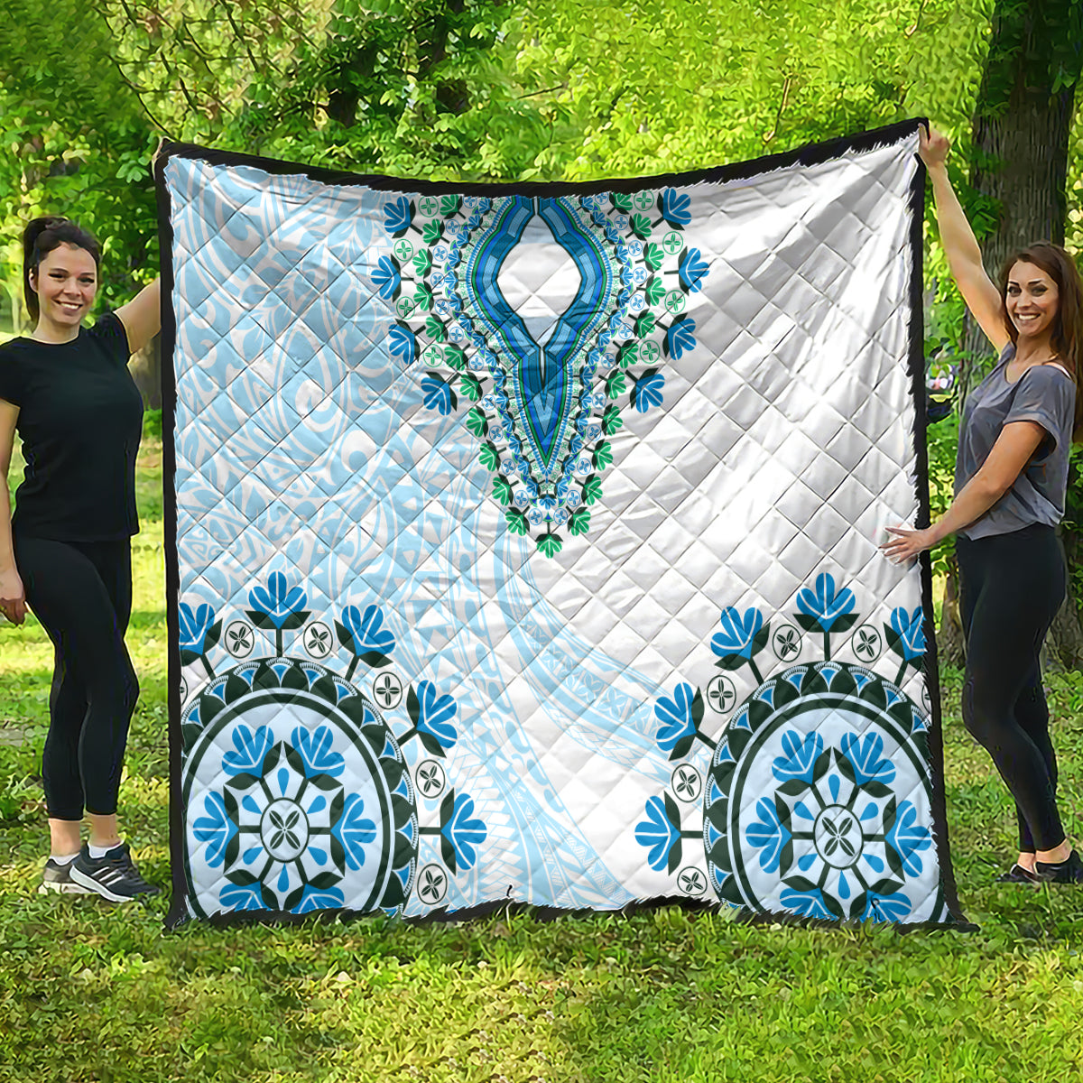 Africa Dashiki Quilt With Polynesian Pattern Blue Version LT05 - Polynesian Pride