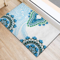 Africa Dashiki Rubber Doormat With Polynesian Pattern Blue Version LT05 - Polynesian Pride