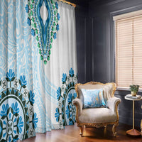 Africa Dashiki Window Curtain With Polynesian Pattern Blue Version LT05 - Polynesian Pride