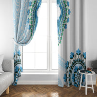 Africa Dashiki Window Curtain With Polynesian Pattern Blue Version LT05 - Polynesian Pride