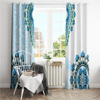 Africa Dashiki Window Curtain With Polynesian Pattern Blue Version LT05 - Polynesian Pride