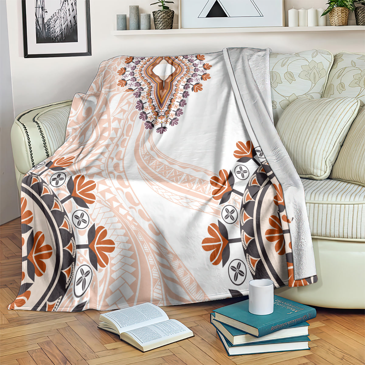 Africa Dashiki Blanket With Polynesian Pattern Beige Version LT05 Beige - Polynesian Pride