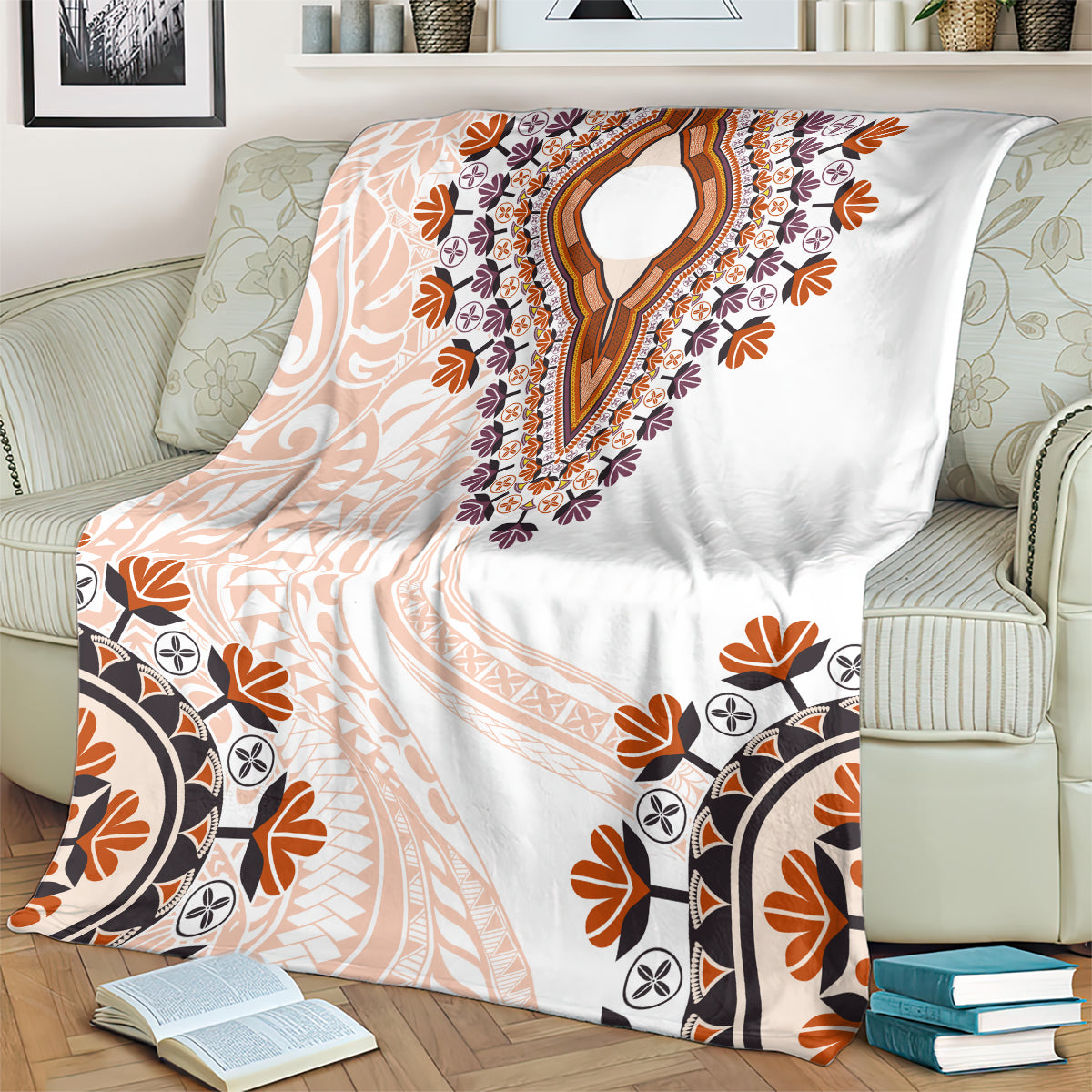 Africa Dashiki Blanket With Polynesian Pattern Beige Version LT05 - Polynesian Pride