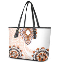 Africa Dashiki Leather Tote Bag With Polynesian Pattern Beige Version LT05 - Polynesian Pride