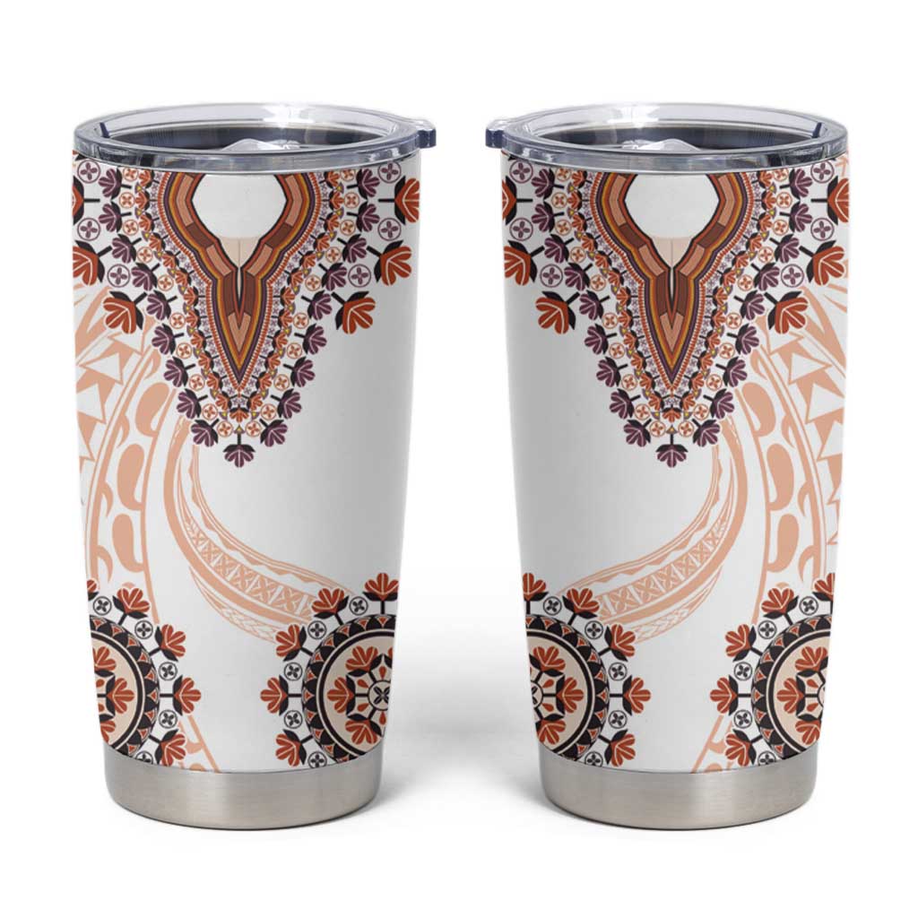 Africa Dashiki Tumbler Cup With Polynesian Pattern Beige Version