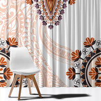 Africa Dashiki Window Curtain With Polynesian Pattern Beige Version LT05 - Polynesian Pride