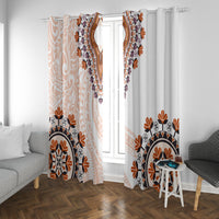 Africa Dashiki Window Curtain With Polynesian Pattern Beige Version LT05 With Grommets Beige - Polynesian Pride