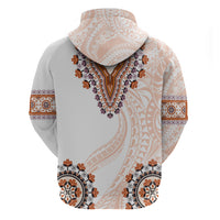 Africa Dashiki Zip Hoodie With Polynesian Pattern Beige Version LT05 - Polynesian Pride