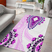 Africa Dashiki Area Rug With Polynesian Pattern Pink Version