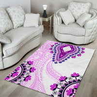 Africa Dashiki Area Rug With Polynesian Pattern Pink Version