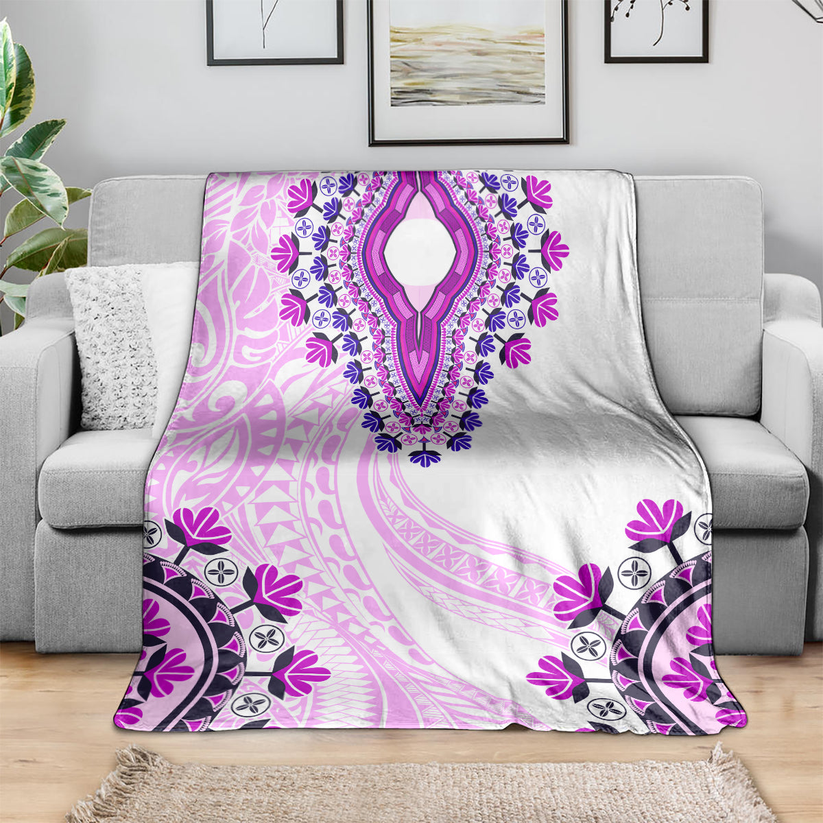 Africa Dashiki Blanket With Polynesian Pattern Pink Version LT05 - Polynesian Pride
