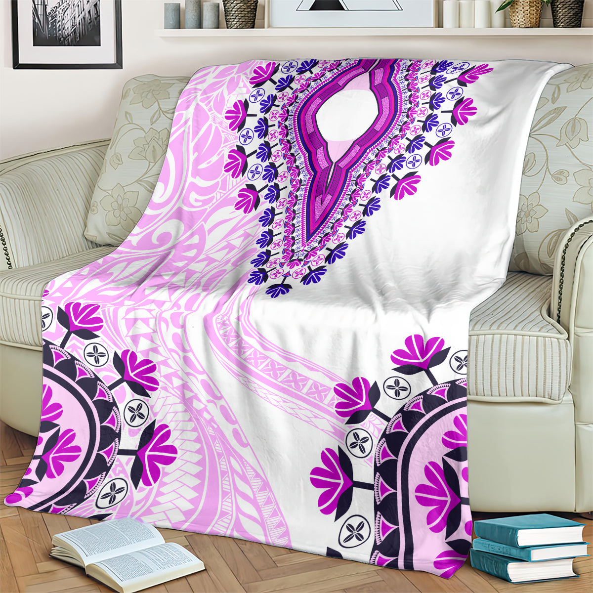 Africa Dashiki Blanket With Polynesian Pattern Pink Version LT05 - Polynesian Pride