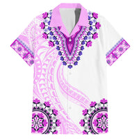Africa Dashiki Family Matching Off Shoulder Long Sleeve Dress and Hawaiian Shirt With Polynesian Pattern Pink Version LT05 Dad's Shirt - Short Sleeve Pink - Polynesian Pride