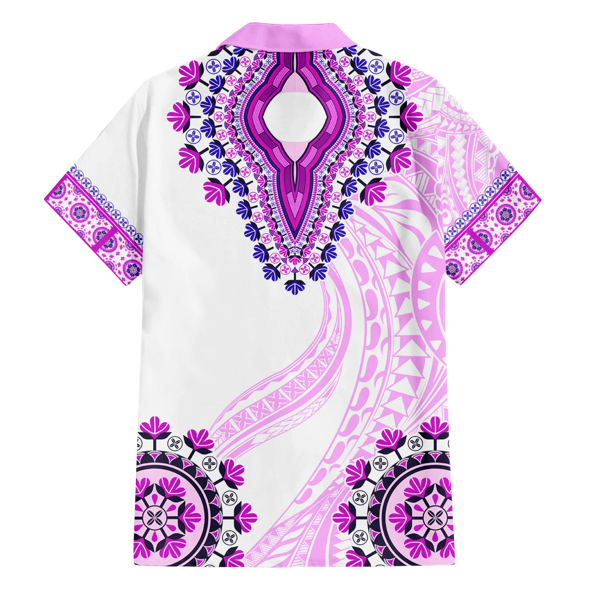 Africa Dashiki Family Matching Off Shoulder Long Sleeve Dress and Hawaiian Shirt With Polynesian Pattern Pink Version LT05 - Polynesian Pride