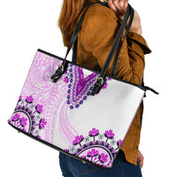 Africa Dashiki Leather Tote Bag With Polynesian Pattern Pink Version LT05 - Polynesian Pride