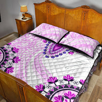 Africa Dashiki Quilt Bed Set With Polynesian Pattern Pink Version