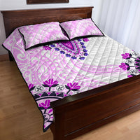 Africa Dashiki Quilt Bed Set With Polynesian Pattern Pink Version