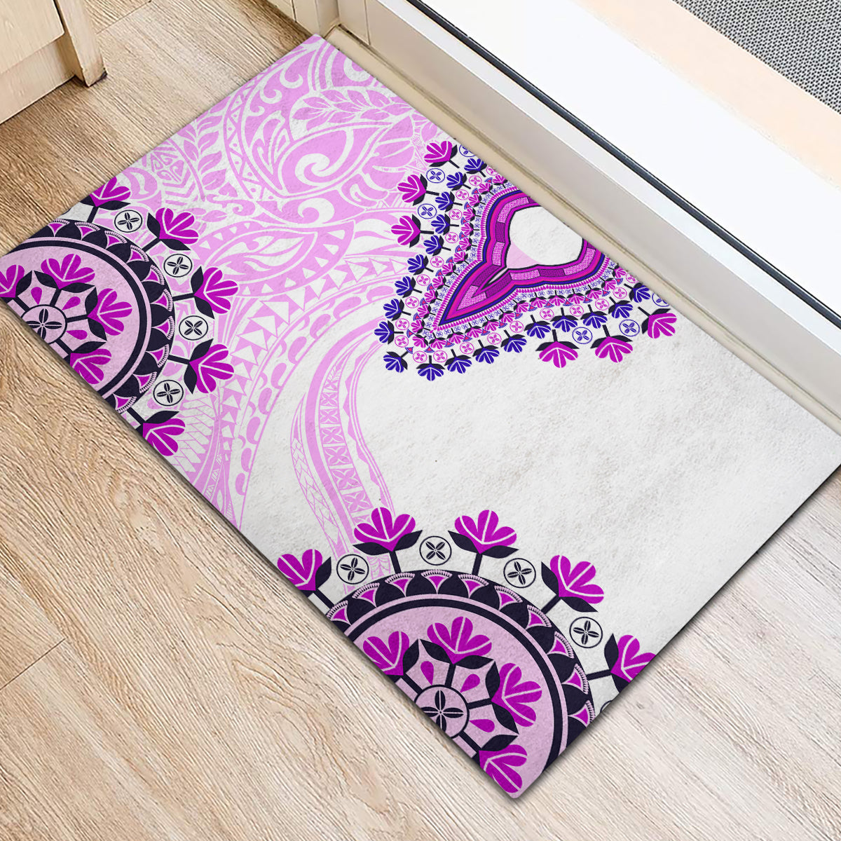 Africa Dashiki Rubber Doormat With Polynesian Pattern Pink Version LT05 - Polynesian Pride