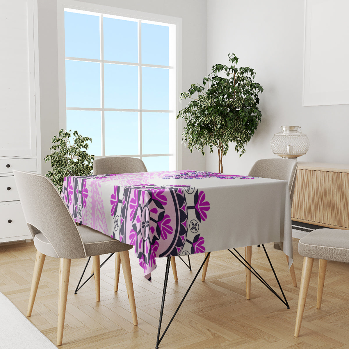 Africa Dashiki Tablecloth With Polynesian Pattern Pink Version