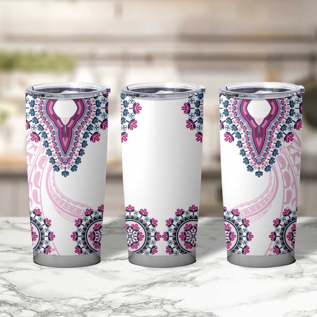 Africa Dashiki Tumbler Cup With Polynesian Pattern Pink Version