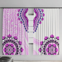 Africa Dashiki Window Curtain With Polynesian Pattern Pink Version LT05 With Hooks Pink - Polynesian Pride