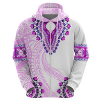 Africa Dashiki Zip Hoodie With Polynesian Pattern Pink Version LT05 - Polynesian Pride