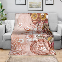 Tonga Ngatu Pattern With Light Tabasco Hibiscus Blanket Oil Painting Style LT05 - Polynesian Pride