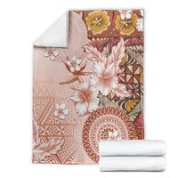 Tonga Ngatu Pattern With Light Tabasco Hibiscus Blanket Oil Painting Style LT05 - Polynesian Pride