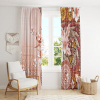 Tonga Ngatu Pattern With Light Tabasco Hibiscus Window Curtain Oil Painting Style LT05 - Polynesian Pride