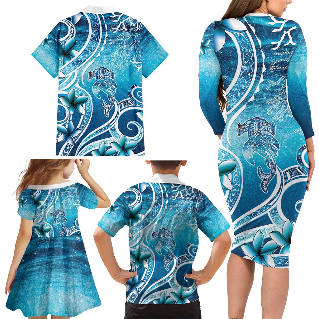 Polynesia World Ocean Day Family Matching Long Sleeve Bodycon Dress and Hawaiian Shirt Ocean Style LT05 - Polynesian Pride