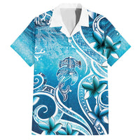 Polynesia World Ocean Day Family Matching Long Sleeve Bodycon Dress and Hawaiian Shirt Ocean Style LT05 Dad's Shirt - Short Sleeve Blue - Polynesian Pride