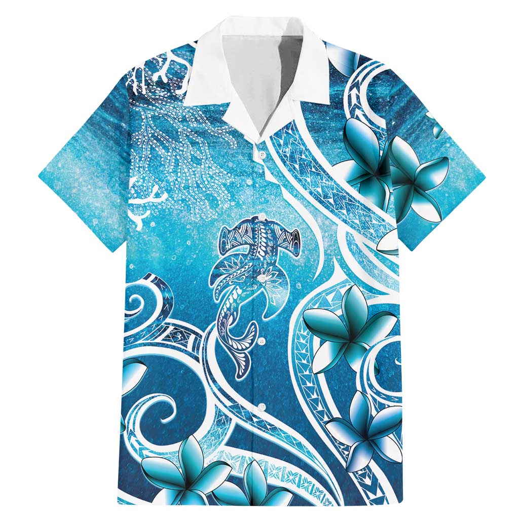 Polynesia World Ocean Day Family Matching Mermaid Dress and Hawaiian Shirt Ocean Style LT05 Dad's Shirt - Short Sleeve Blue - Polynesian Pride