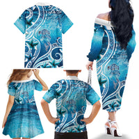 Polynesia World Ocean Day Family Matching Off The Shoulder Long Sleeve Dress and Hawaiian Shirt Ocean Style