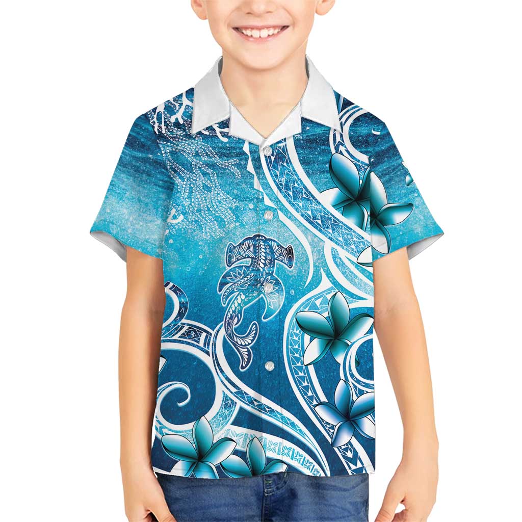 Polynesia World Ocean Day Family Matching Off Shoulder Short Dress and Hawaiian Shirt Ocean Style LT05 Son's Shirt Blue - Polynesian Pride