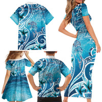 Polynesia World Ocean Day Family Matching Short Sleeve Bodycon Dress and Hawaiian Shirt Ocean Style LT05 - Polynesian Pride