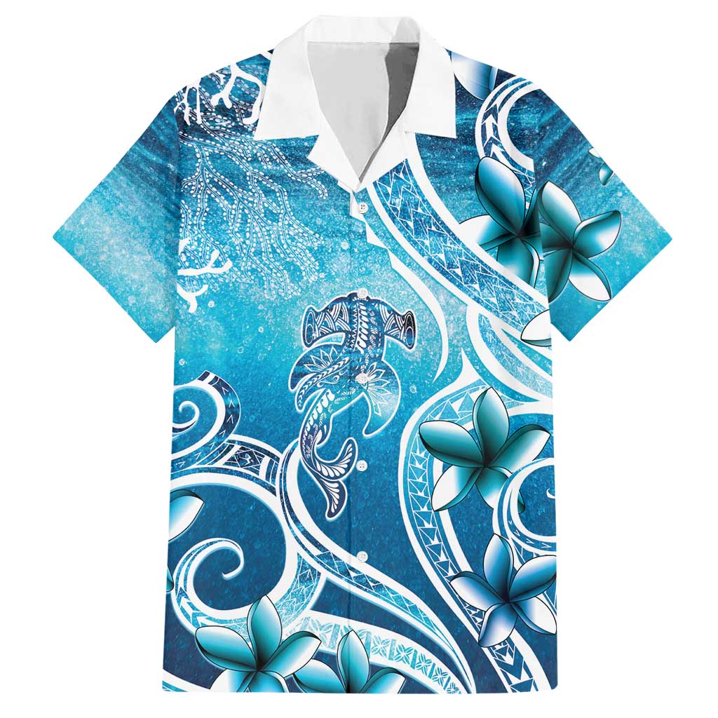 Polynesia World Ocean Day Family Matching Short Sleeve Bodycon Dress and Hawaiian Shirt Ocean Style LT05 Dad's Shirt - Short Sleeve Blue - Polynesian Pride