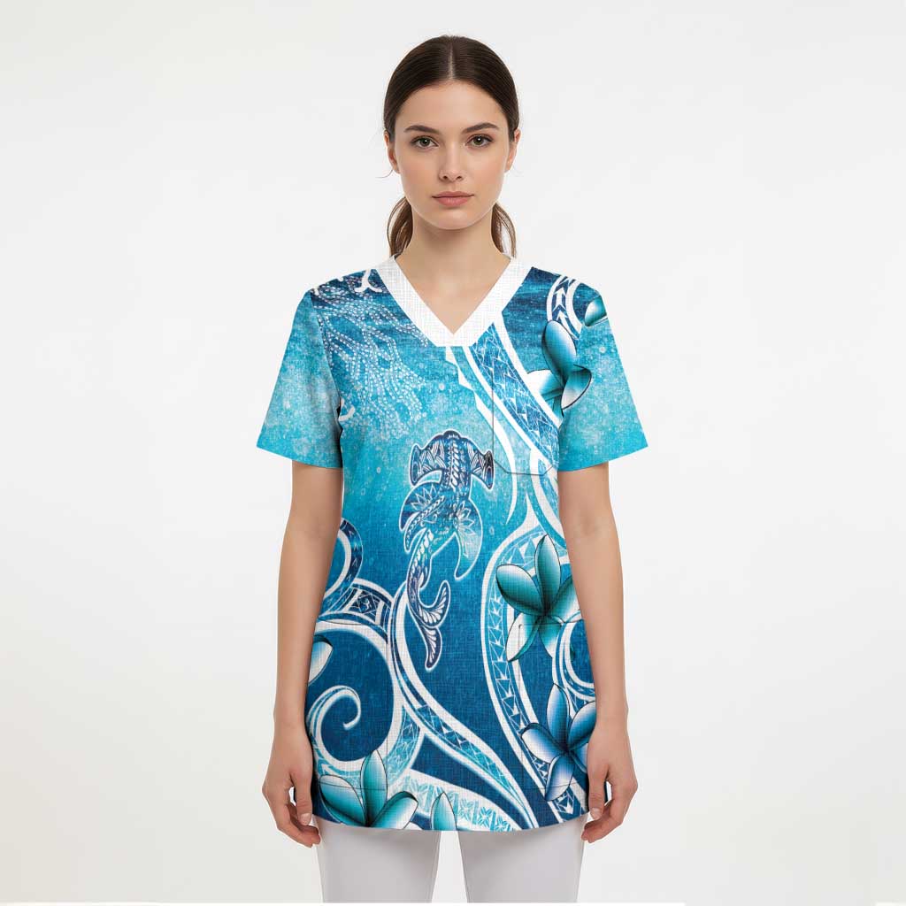 Polynesia World Ocean Day Scrub Top Ocean Style - Polynesian Pride