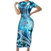 Polynesia World Ocean Day Short Sleeve Bodycon Dress Ocean Style