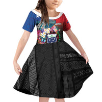 Samoa Family Matching Off Shoulder Short Dress and Hawaiian Shirt Humpback Whale Siapo Pattern