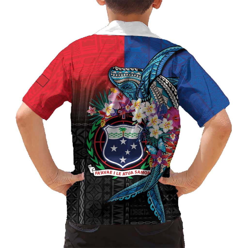 Samoa Family Matching Short Sleeve Bodycon Dress and Hawaiian Shirt Humpback Whale Siapo Pattern